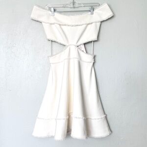 Cinq A Sept Vanessa Ivory Off-The-Shoulder Cut Out Fit & Flare Mini Dress Size 6